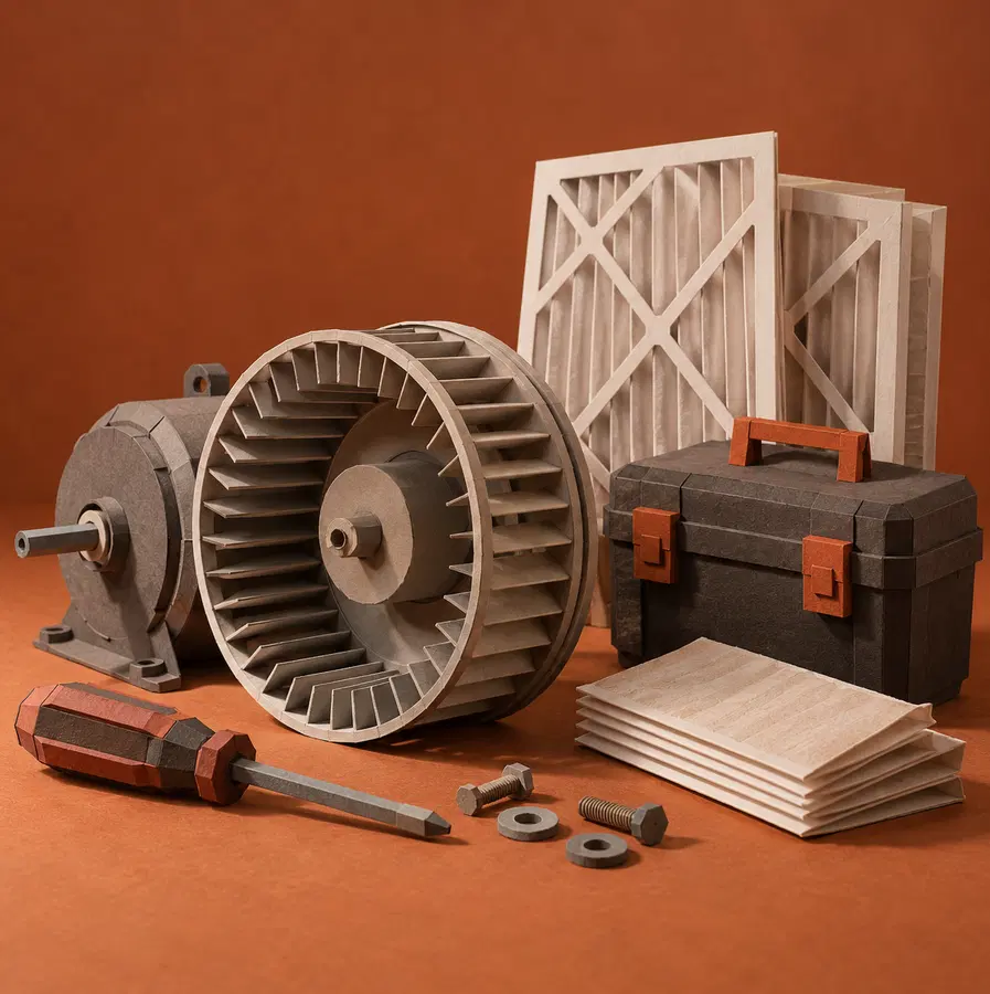 Illustration of hvac businesses equipment and workspace